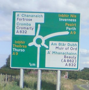 bilingual road sign